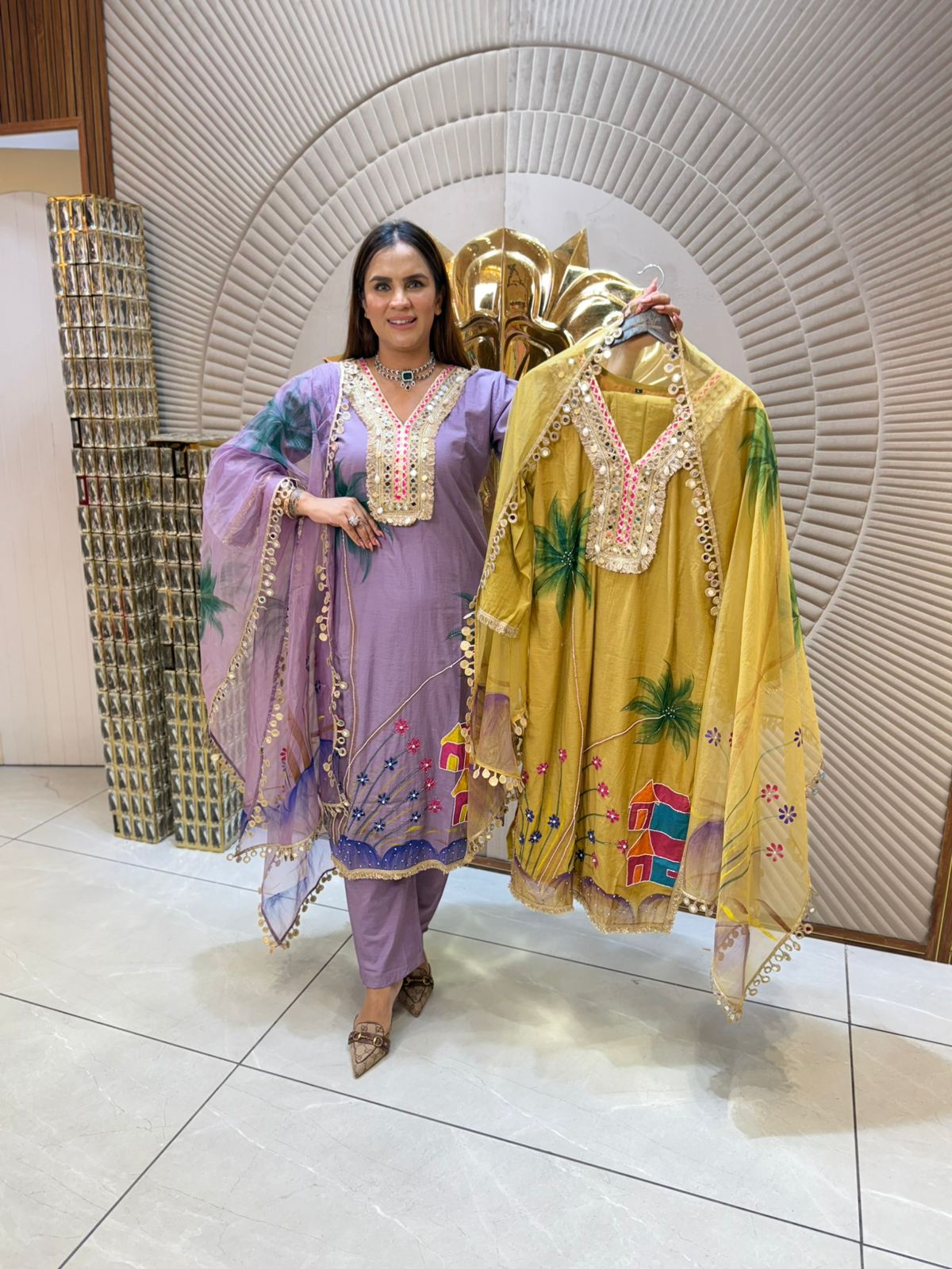 Designer Suit With Heavy Neckline PC1800