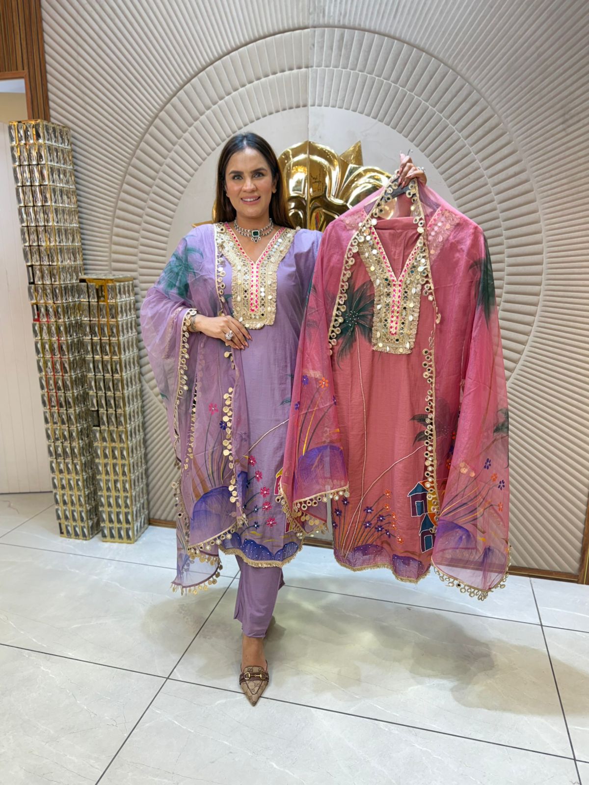 Designer Suit With Heavy Neckline PC1800