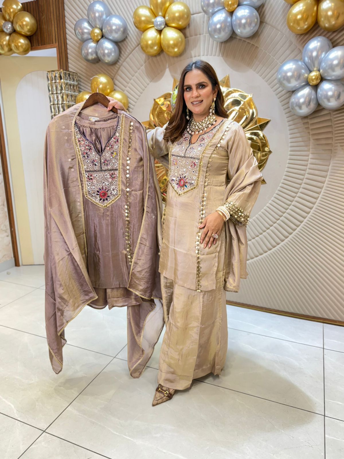 Partywear Suit With Heavy Neckline PC1812