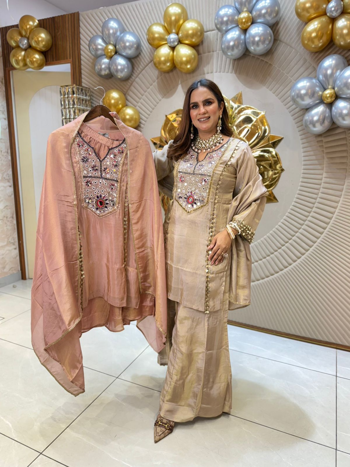 Partywear Suit With Heavy Neckline PC1812