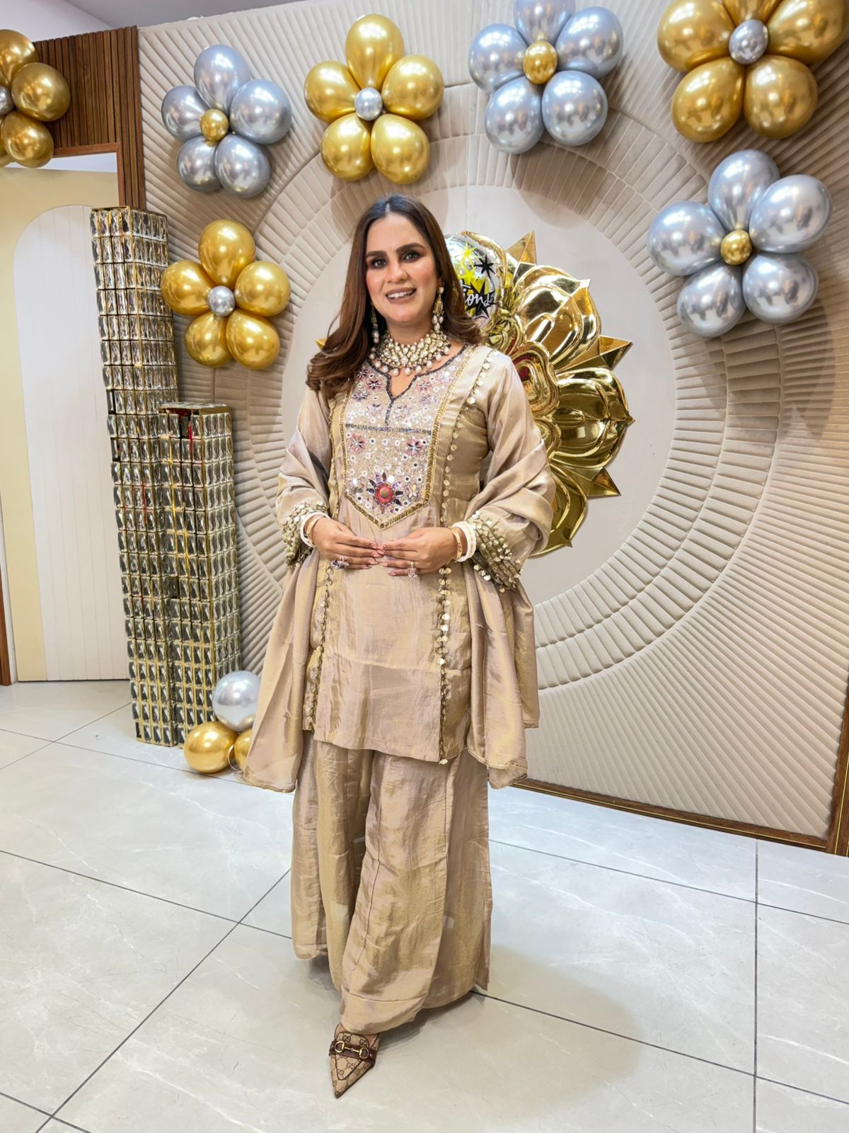 Partywear Suit With Heavy Neckline PC1812