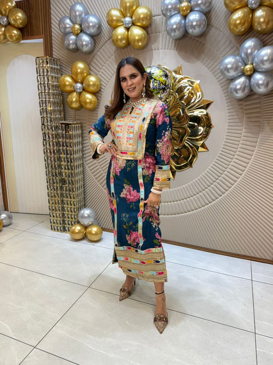 Beautiful Floral Crape Dress PC1814