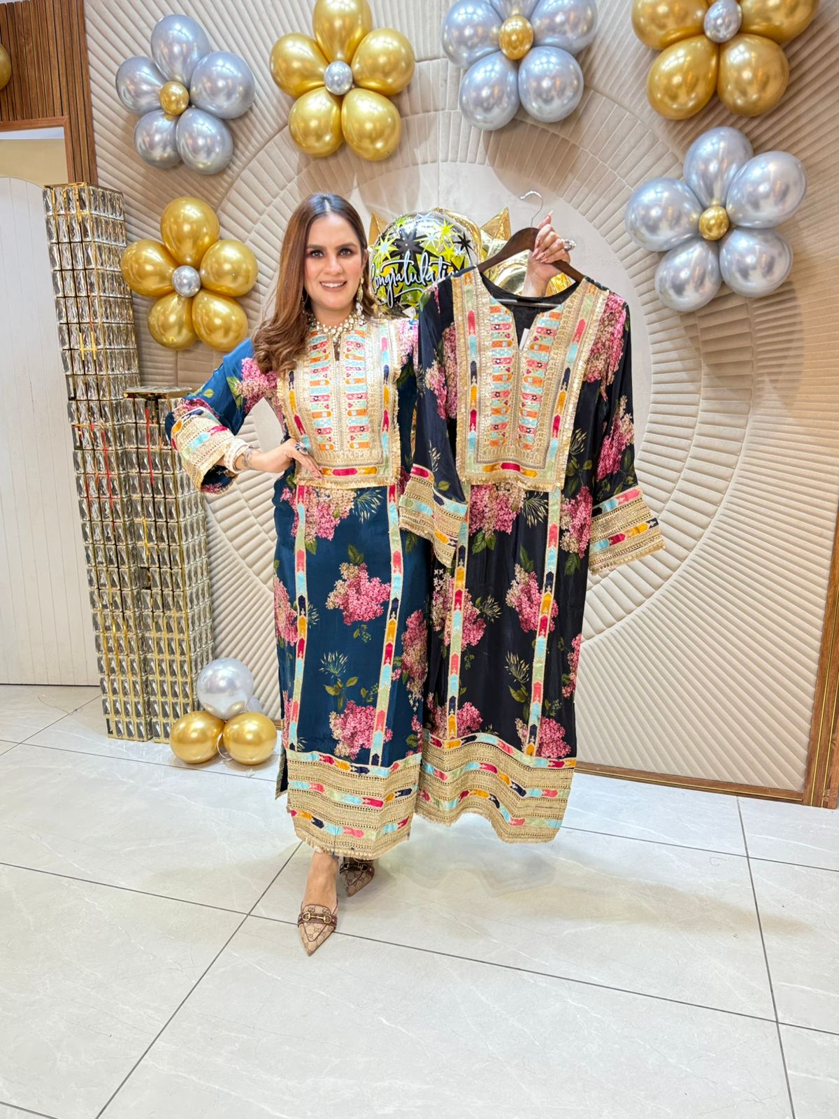 Beautiful Floral Crape Dress PC1814