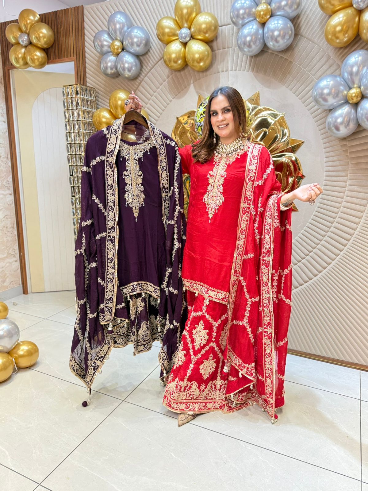 Partywear Suit With Heavy Sharara & Embroidery Work PC1816