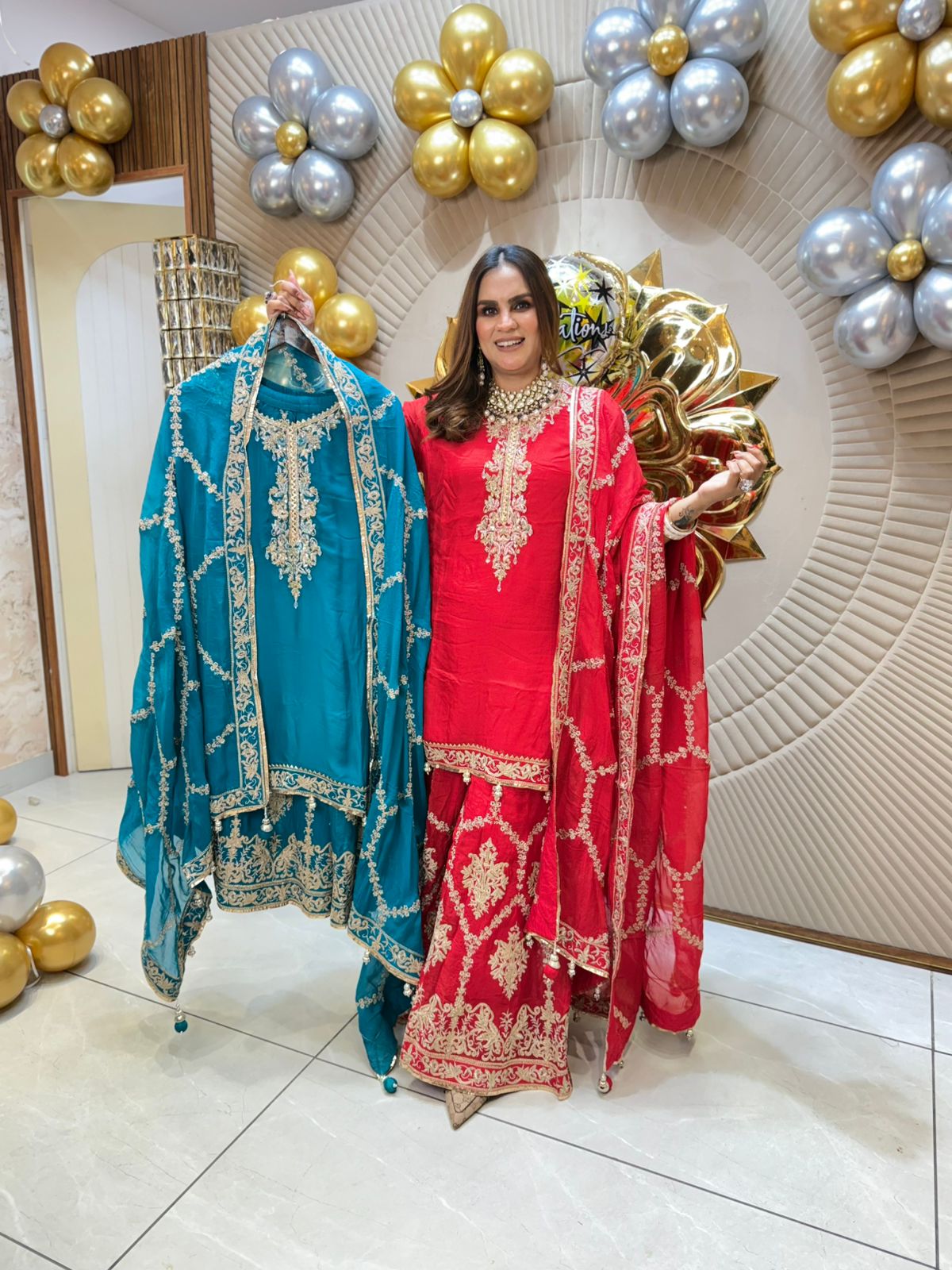 Partywear Suit With Heavy Sharara & Embroidery Work PC1816