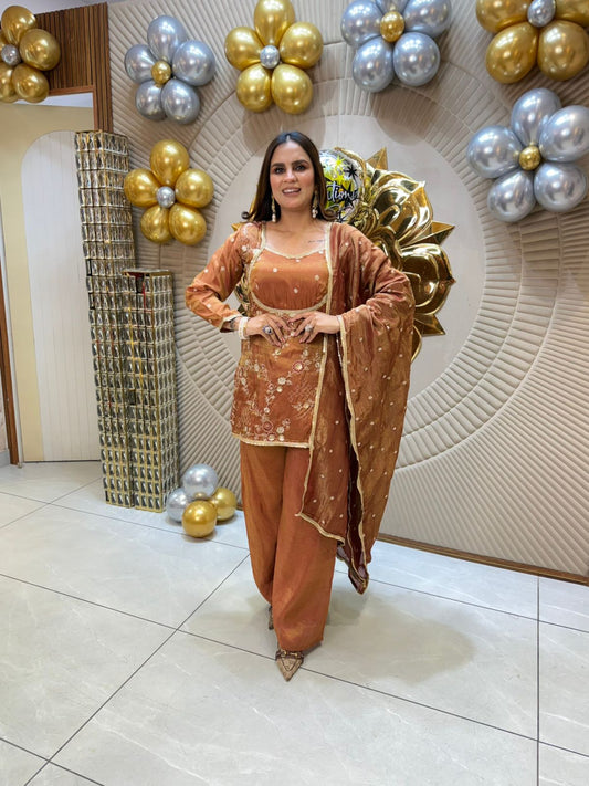 Designer Partywear Suit With Embroidery Work PC1821