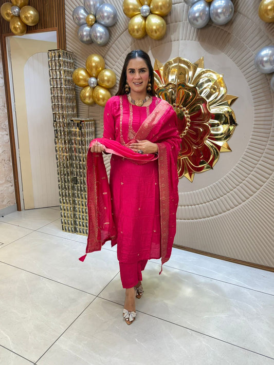 Festive Pink Silk Suit PC1825