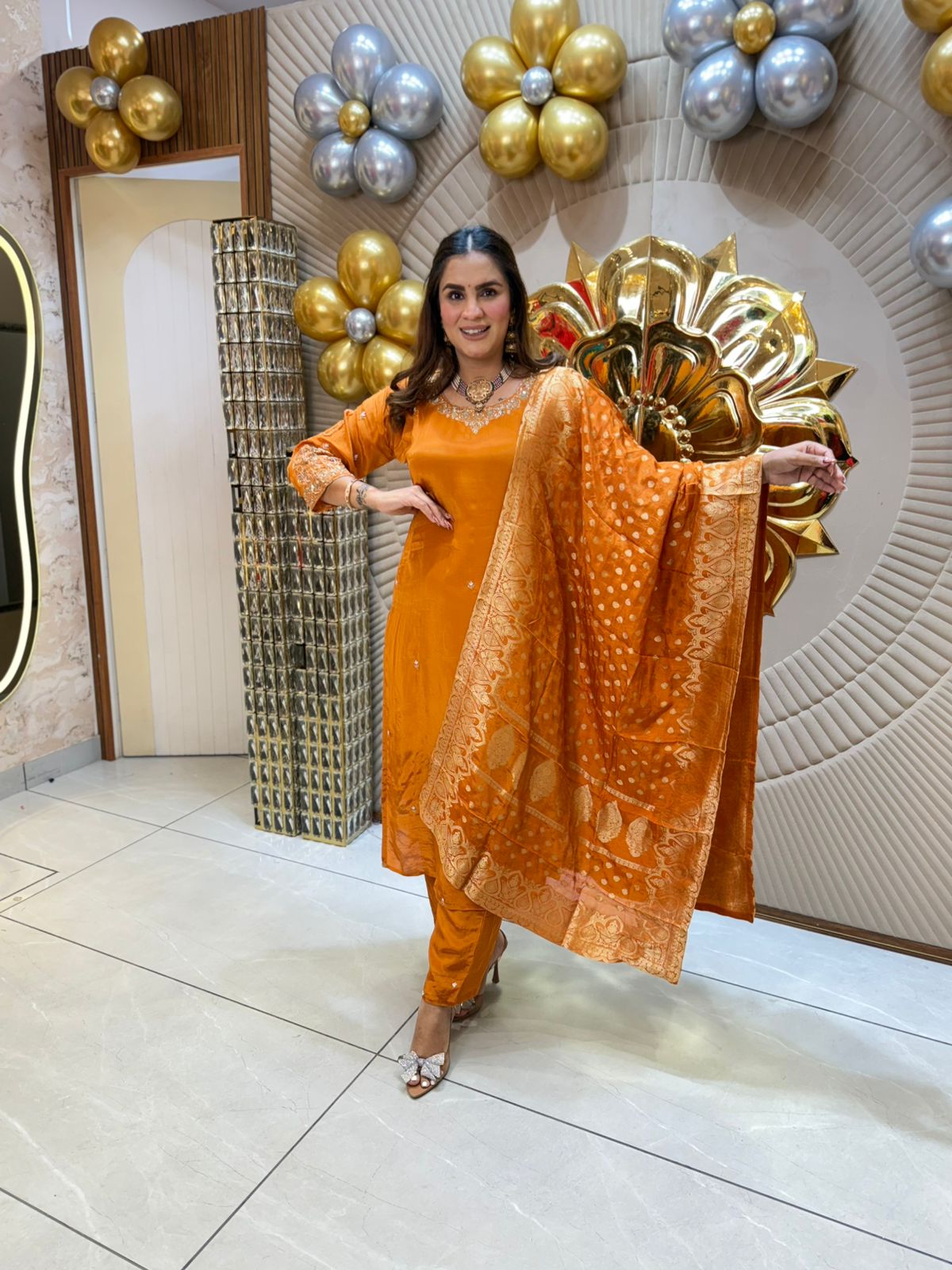 Festive Mustard Silk Suit PC1826