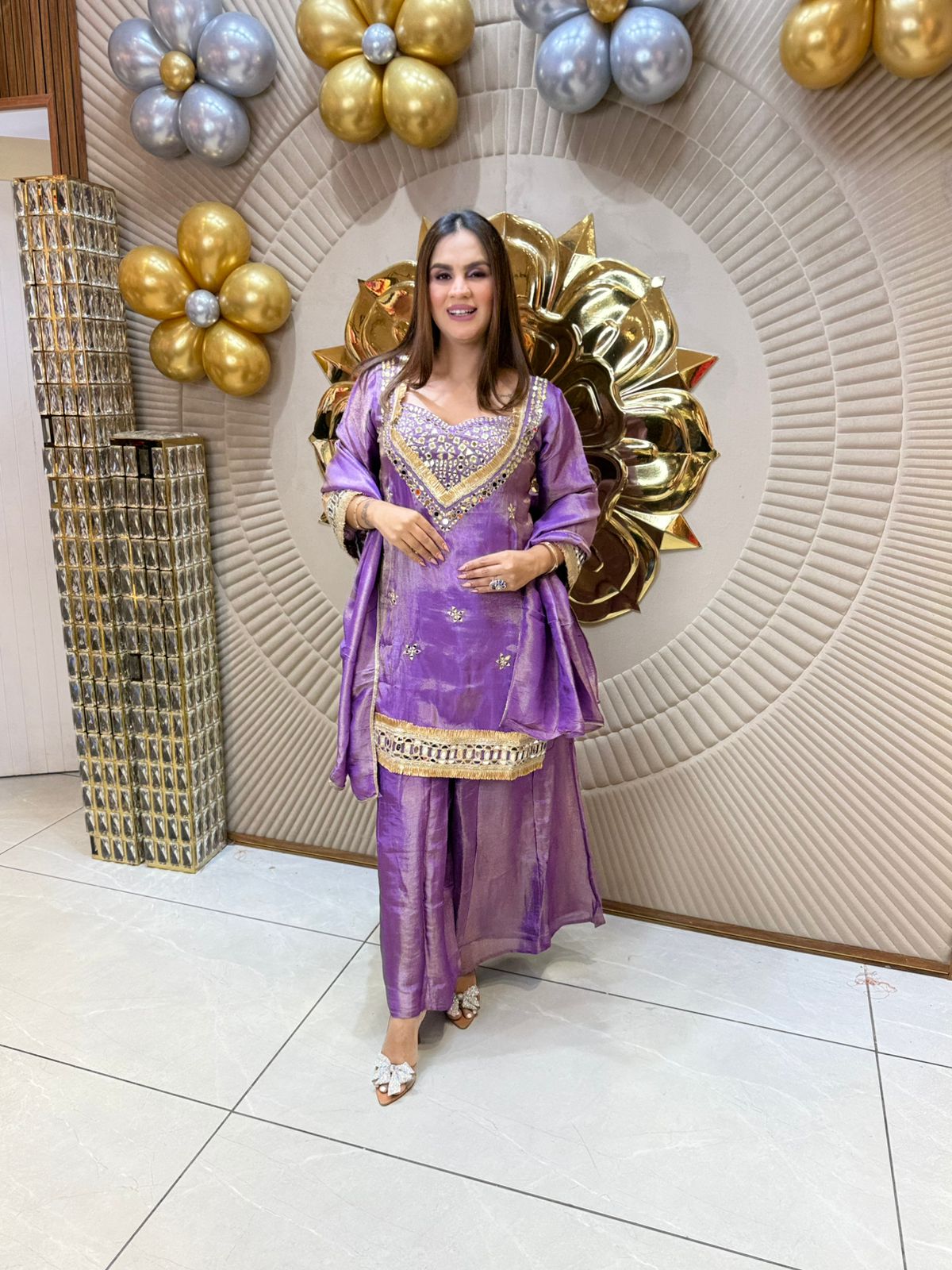 Partywear Suit With Heavy Neck PC1835
