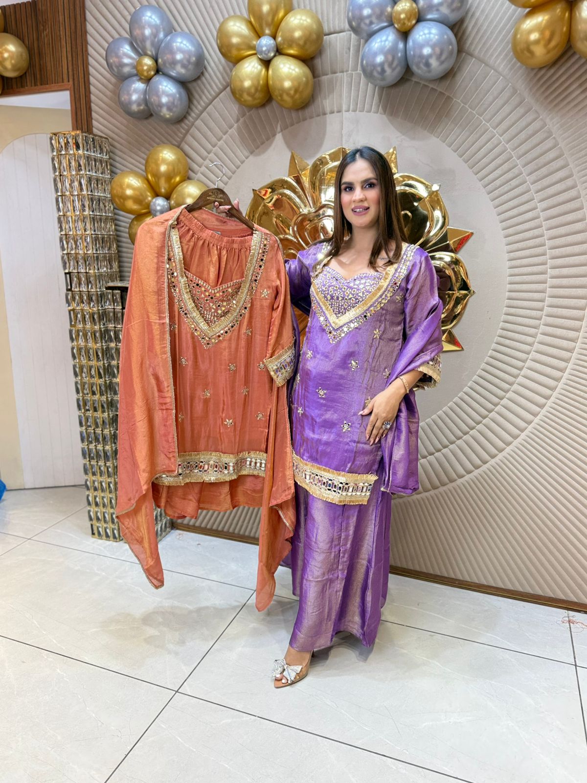Partywear Suit With Heavy Neck PC1835