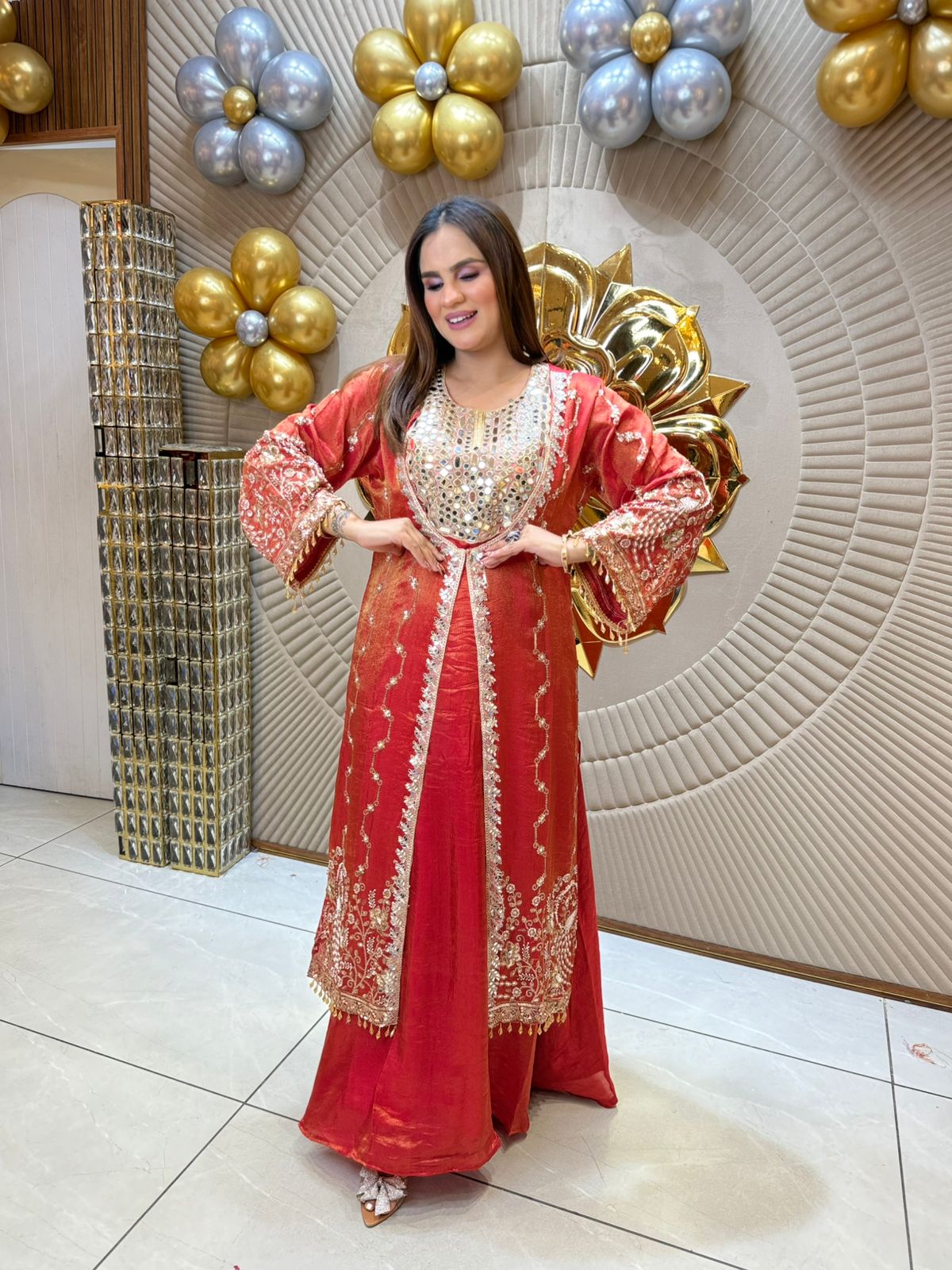 Partywear Suit With Mirror Work PC1837