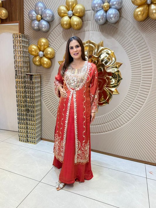 Partywear Suit With Mirror Work PC1837
