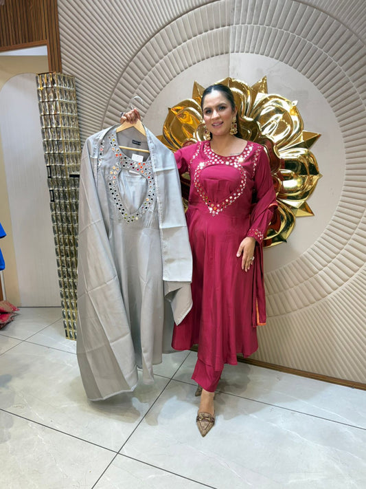 Stylish Mirror Work Kurta Set Wear for Every Occasion PC1866