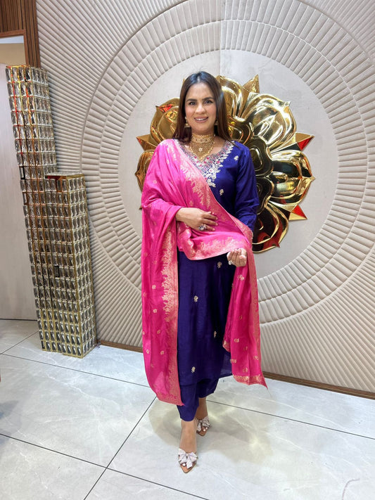 Beautiful Designer Suit With Hand Embroidery PC1888