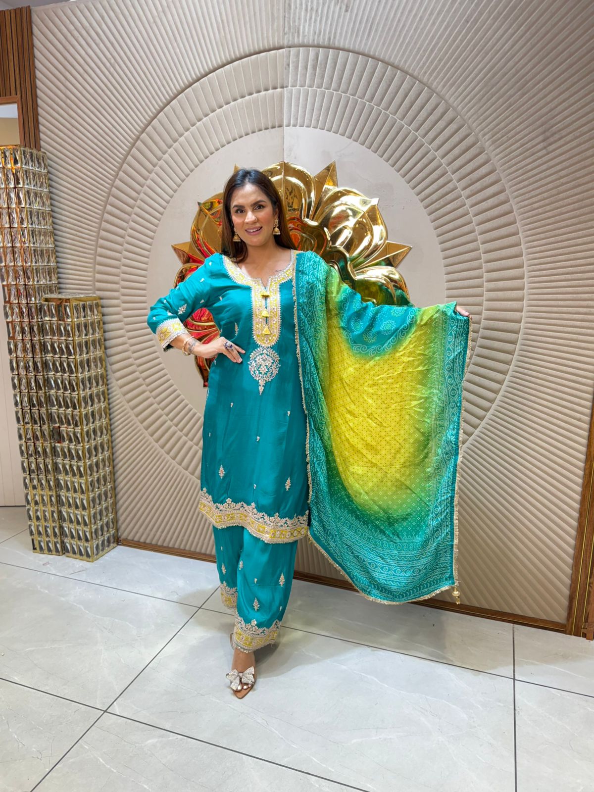 Traditional Elegance in Vibrant Bandhani Suit PC1907