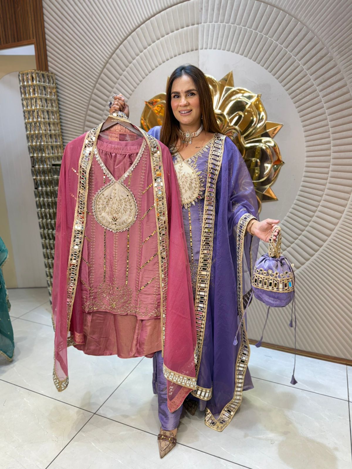 Beautiful Suit With Mirror Work PC1929