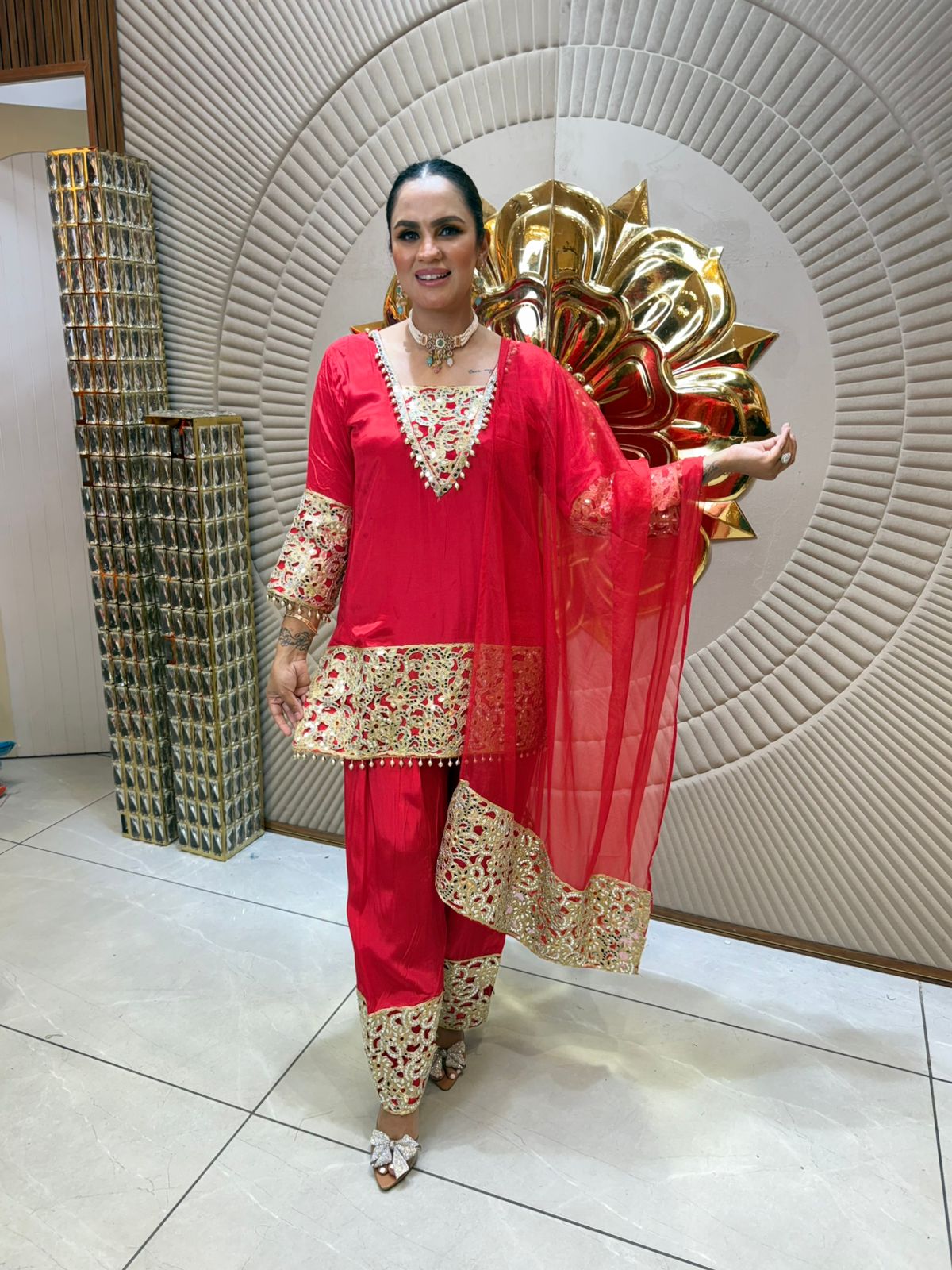 Beautiful Designer Suit With Farshi Salwar PC1931
