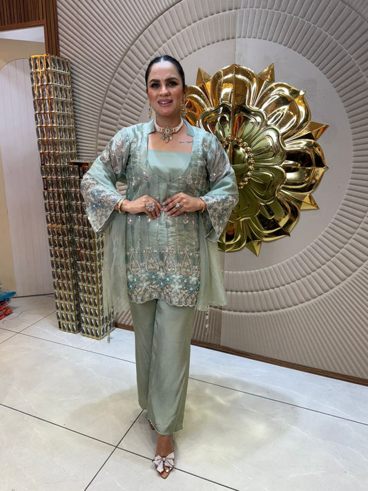 Partywear Suit With Embroidery Work PC1933