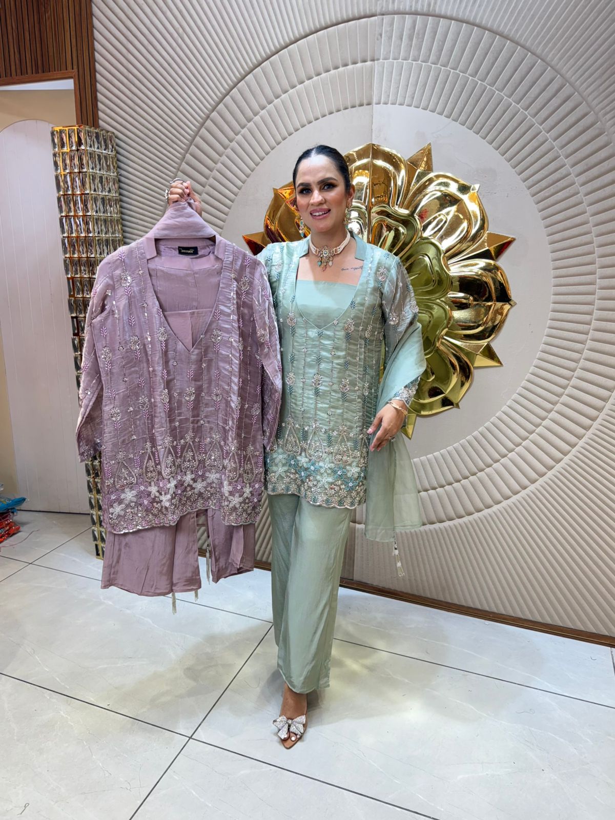 Partywear Suit With Embroidery Work PC1933