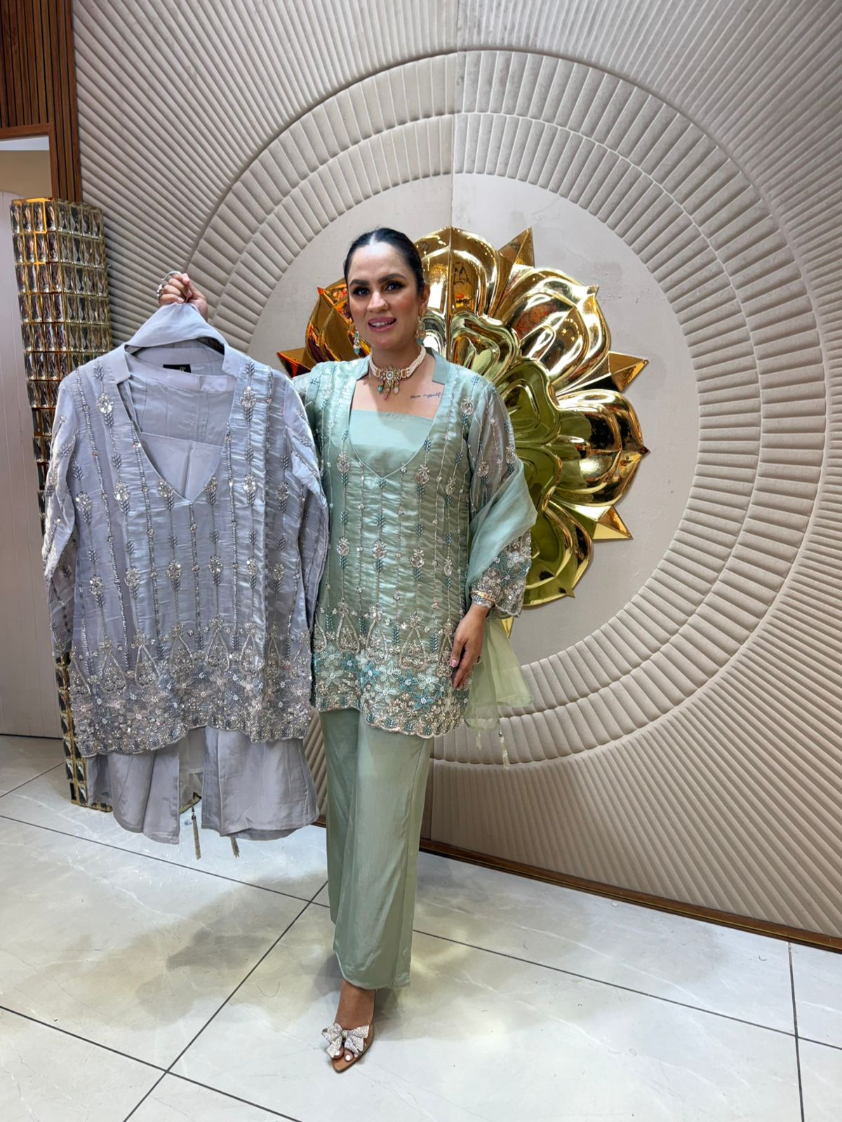 Partywear Suit With Embroidery Work PC1933