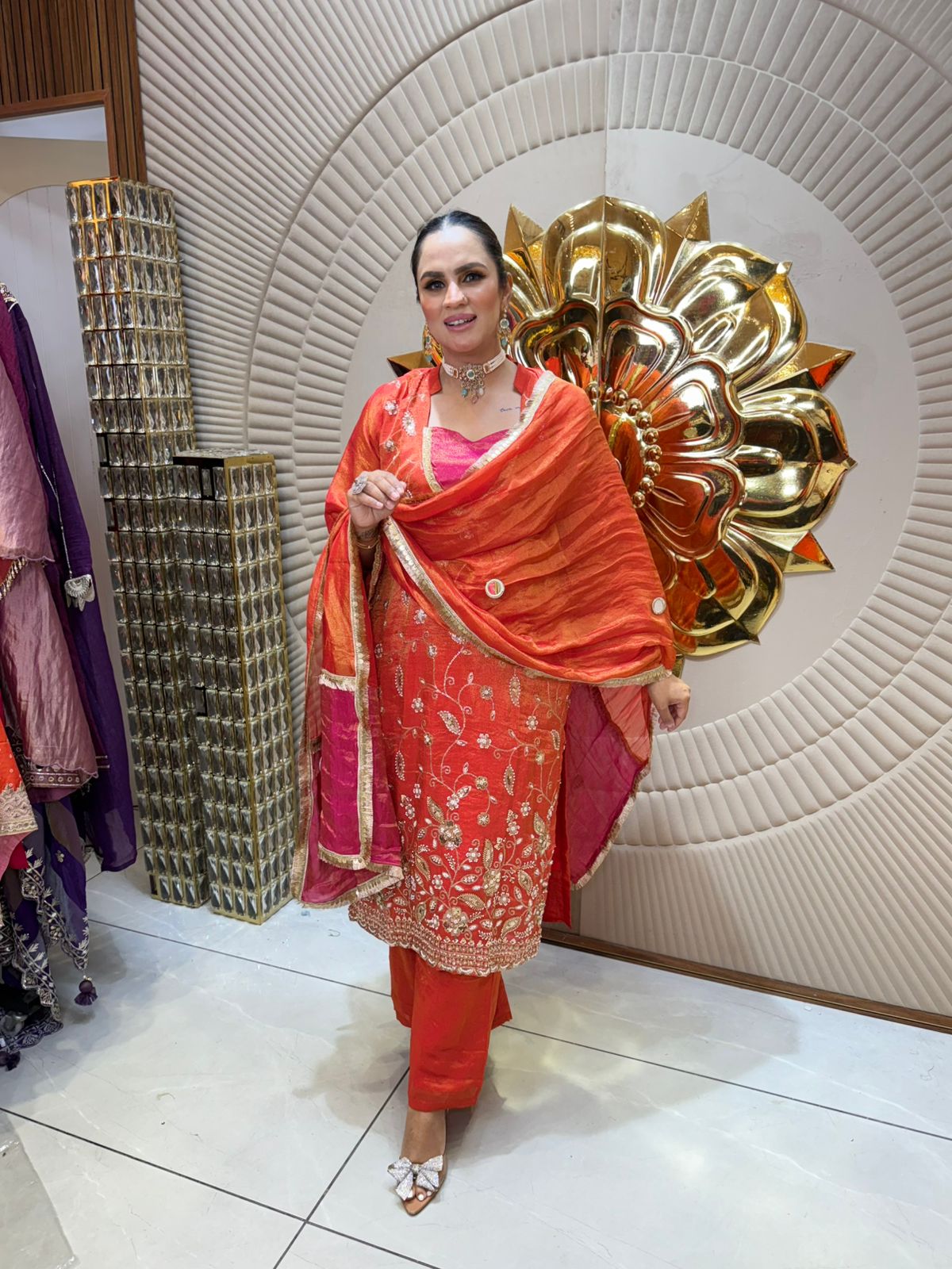 Partywear Suit With Embroidery Work PC1936