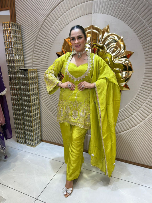 Beautiful Embroidered Suit With Bustier PC1937
