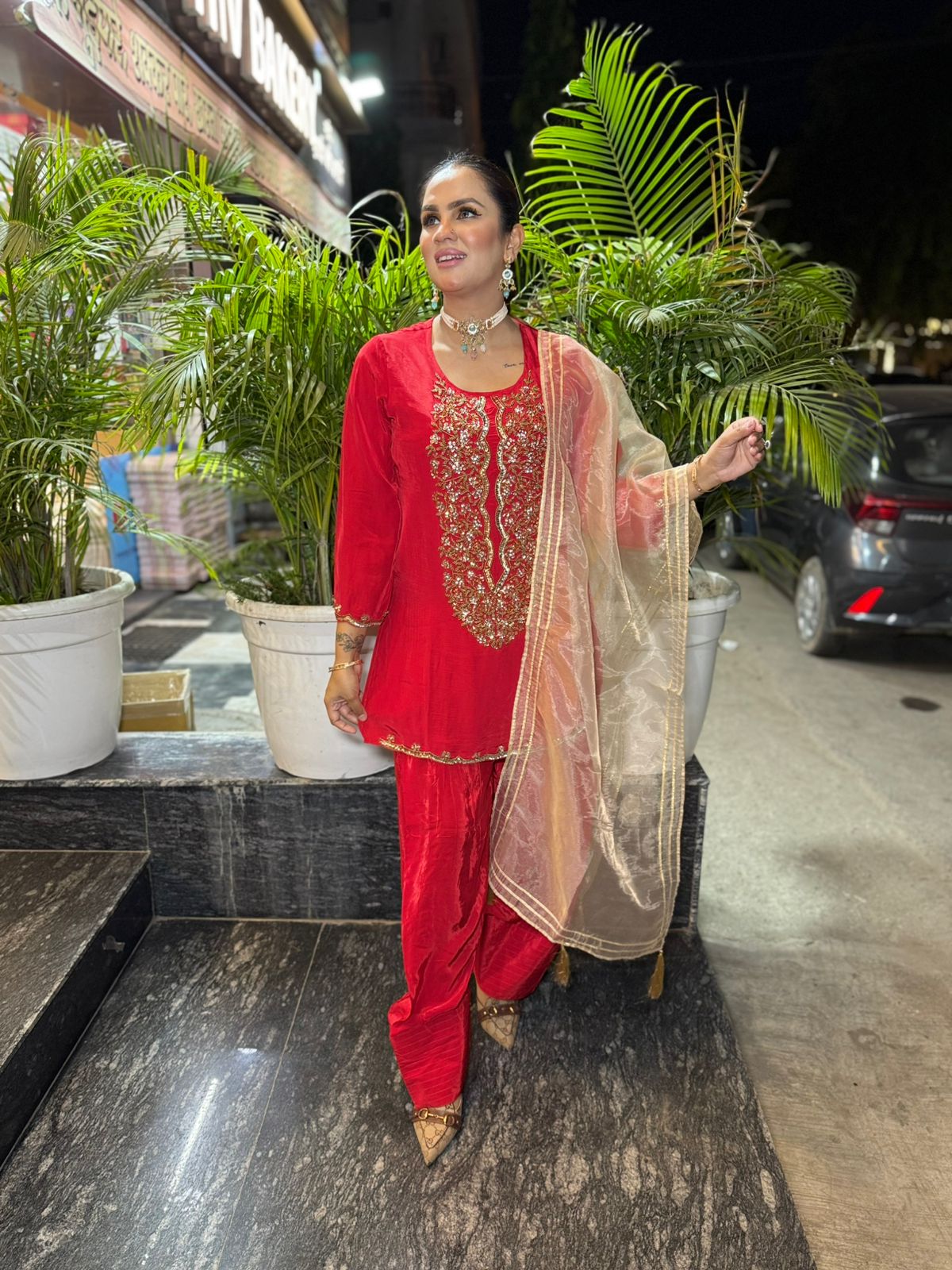 Pure Crape Suit With Hand Embroidery PC1938