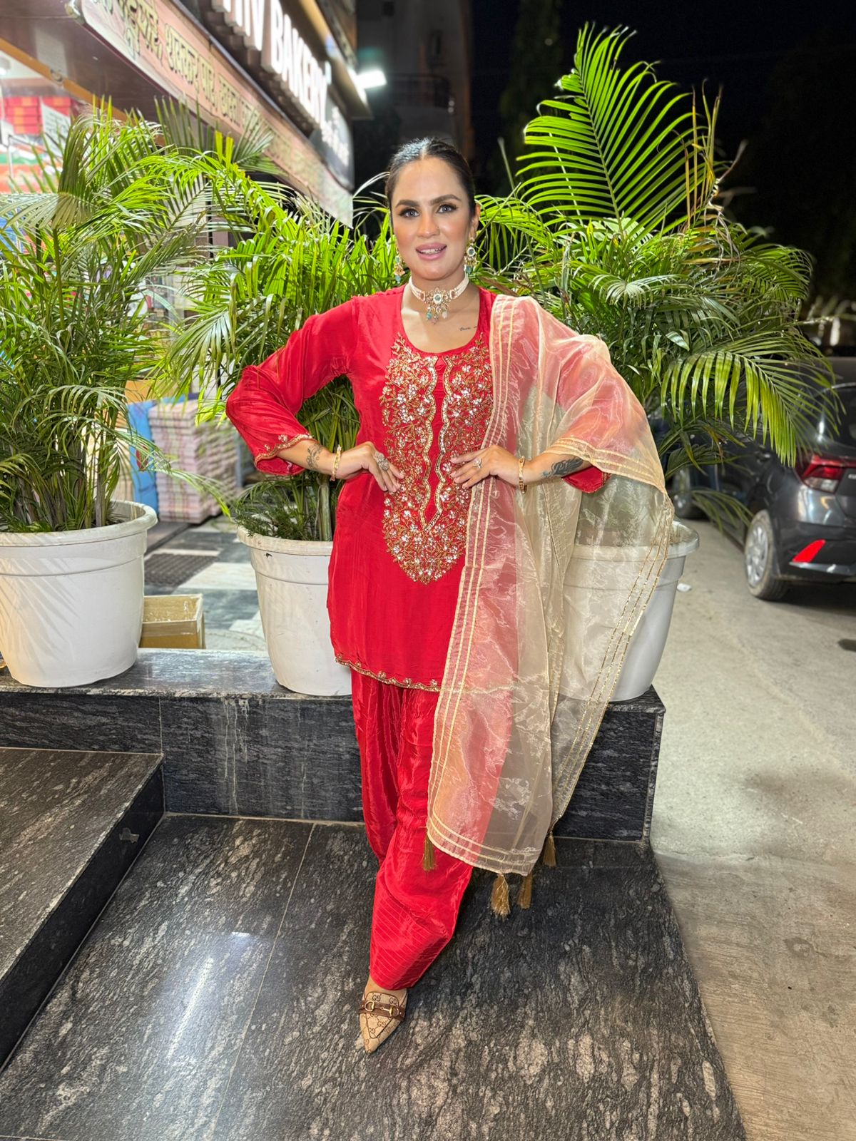 Pure Crape Suit With Hand Embroidery PC1938