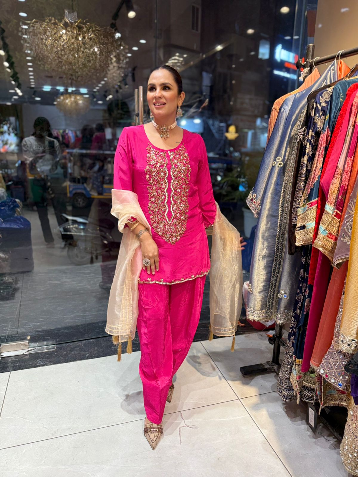 Pure Crape Suit With Hand Embroidery PC1938