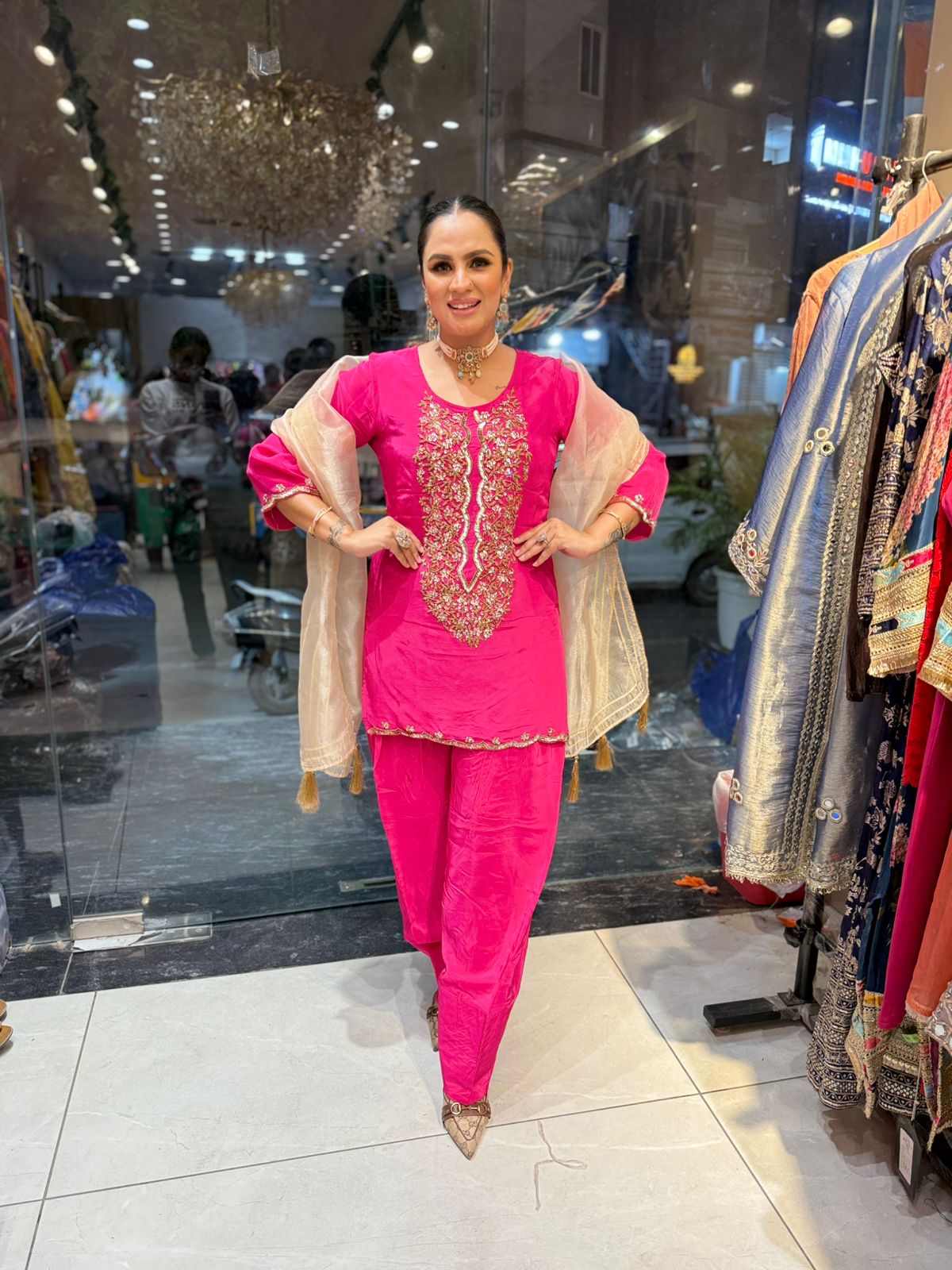 Pure Crape Suit With Hand Embroidery PC1938