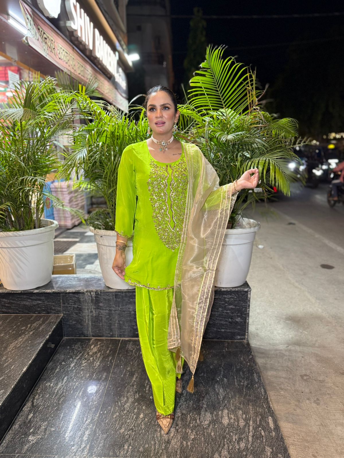 Pure Crape Suit With Hand Embroidery PC1938