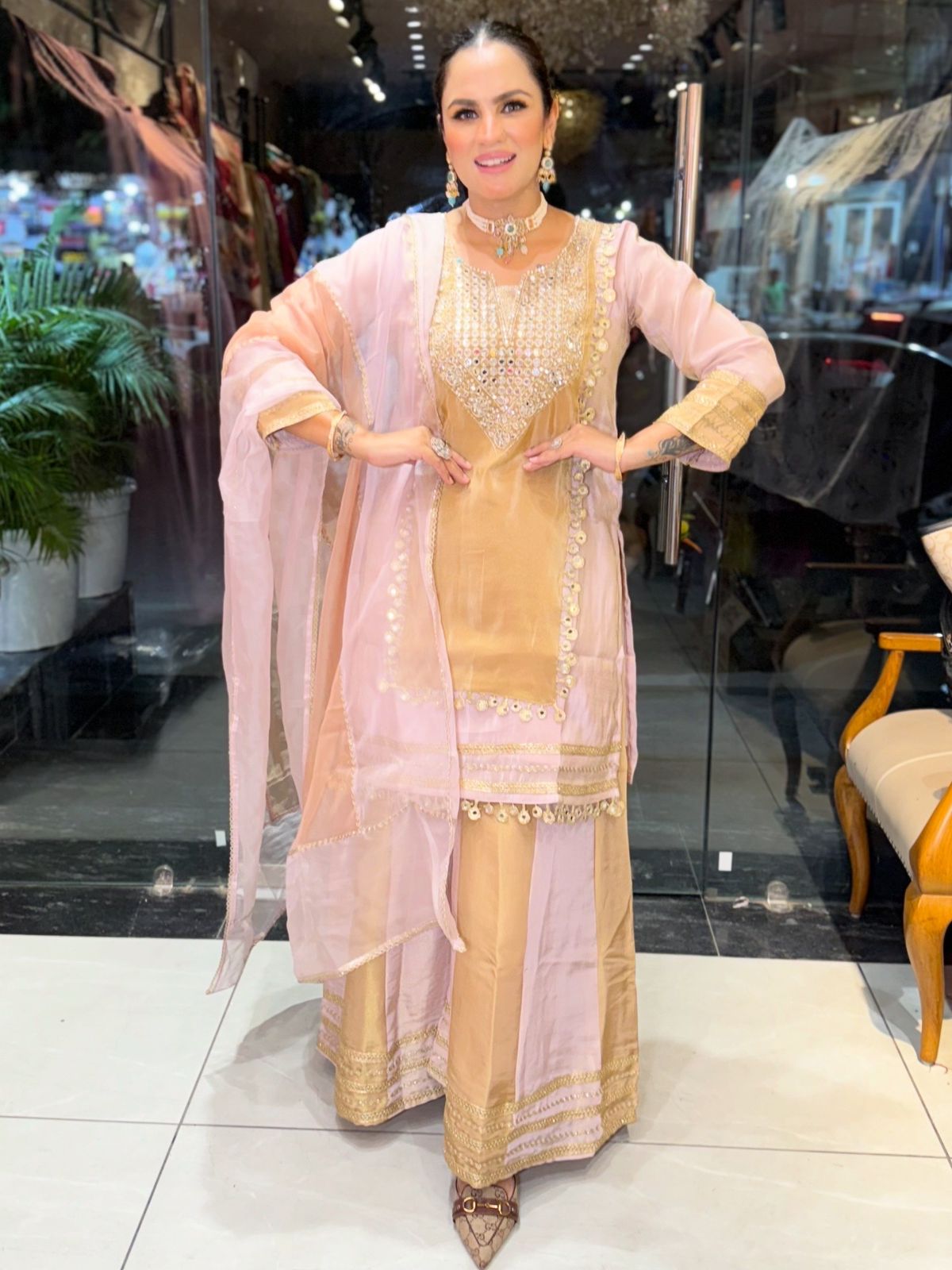 Beautiful Partywear Suit With Heavy Neck PC1942