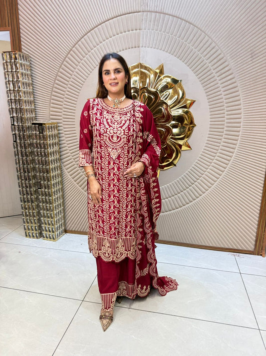 Stunning Suit With Embroidery Work PC1954