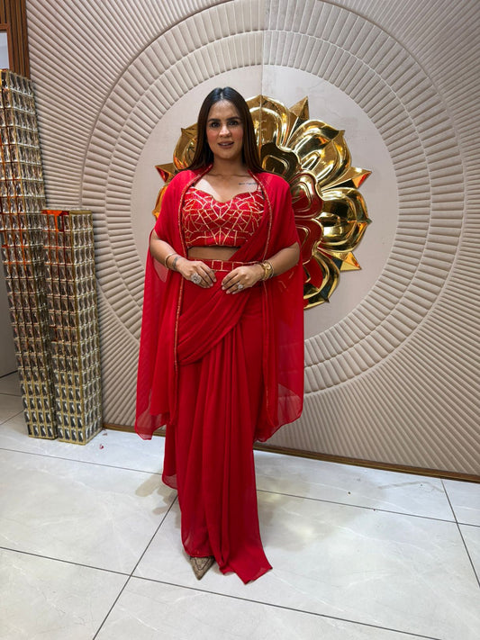Beautiful Red Saree PC1956
