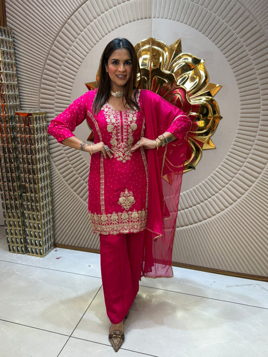 Pure Georgette Heavy Embroidery Work PC1961