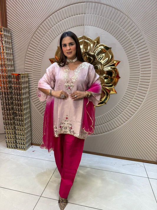 Pure Crape Tissue Silk Shirt With Gotta Work With Scalping Dupatta PC1966