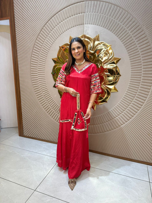 Elegant Red Suit With Bag PC1999