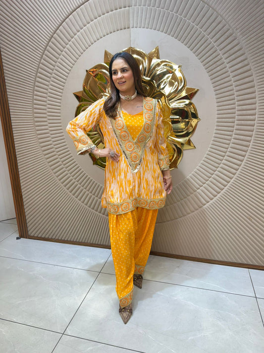 Beautiful Co-Ord Set With Neck Work PC1991