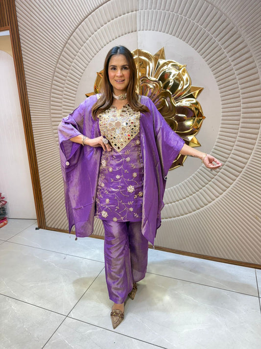 Stunning Kaftan Co-Ord Set With Mirror Work PC1995