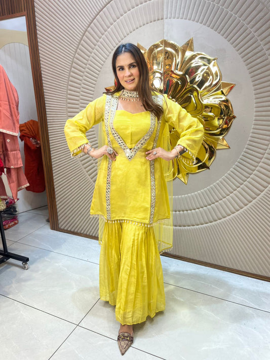 Beautiful Sharara Suit With Mirror Work PC2006
