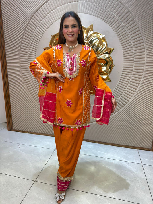 Beautiful Full Work Cotton Silk Fabric Suit PC2011