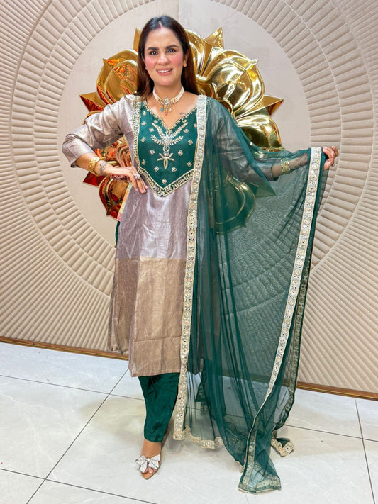 Pure Silk Suit With Full Embroidery Work PC2012
