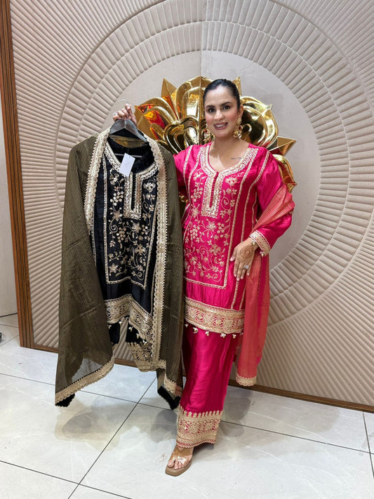 Stunning Suit With Heavy Neck Work PC2022