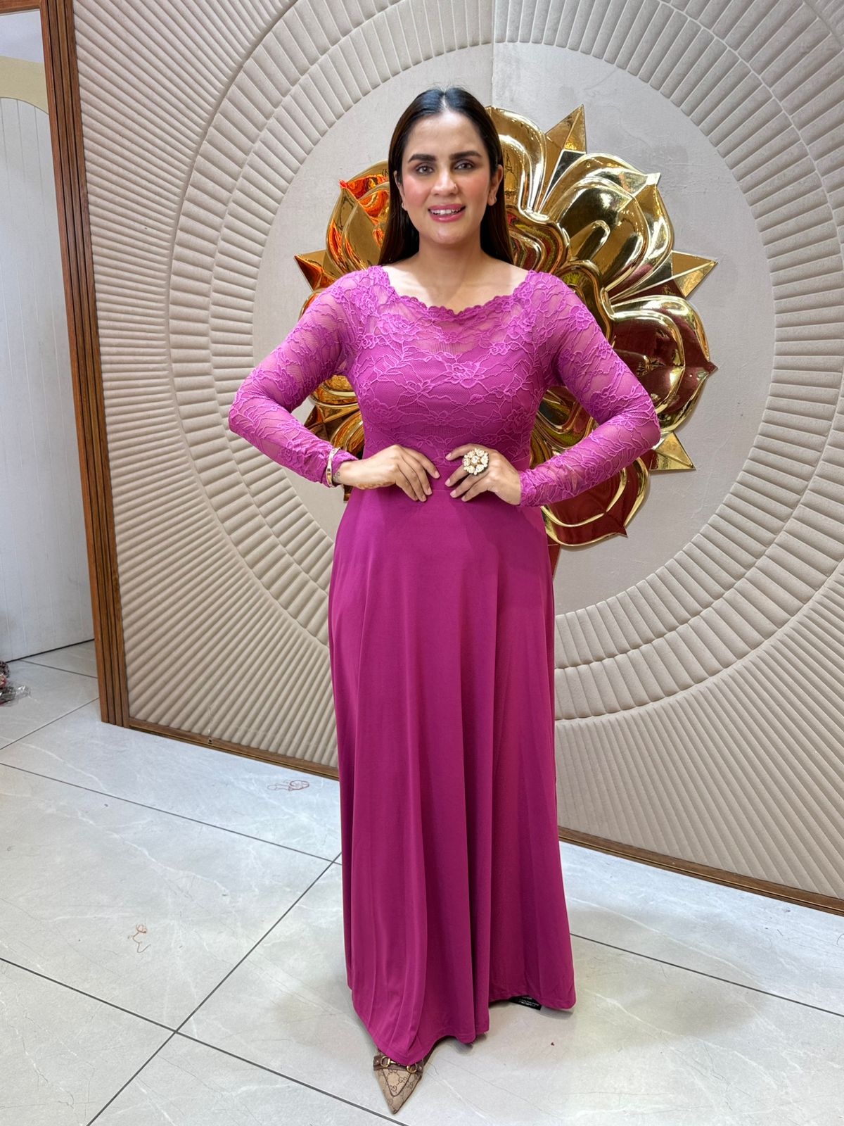 Beautiful Long Dress With Stylish Neck PC2030
