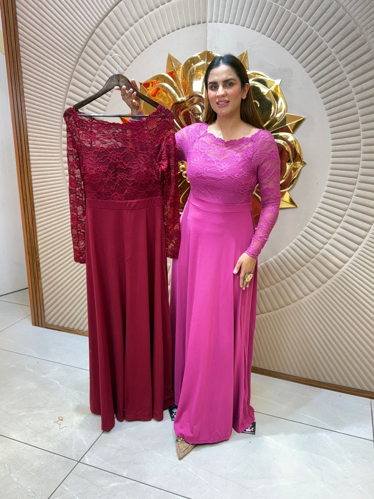Beautiful Long Dress With Stylish Neck PC2030