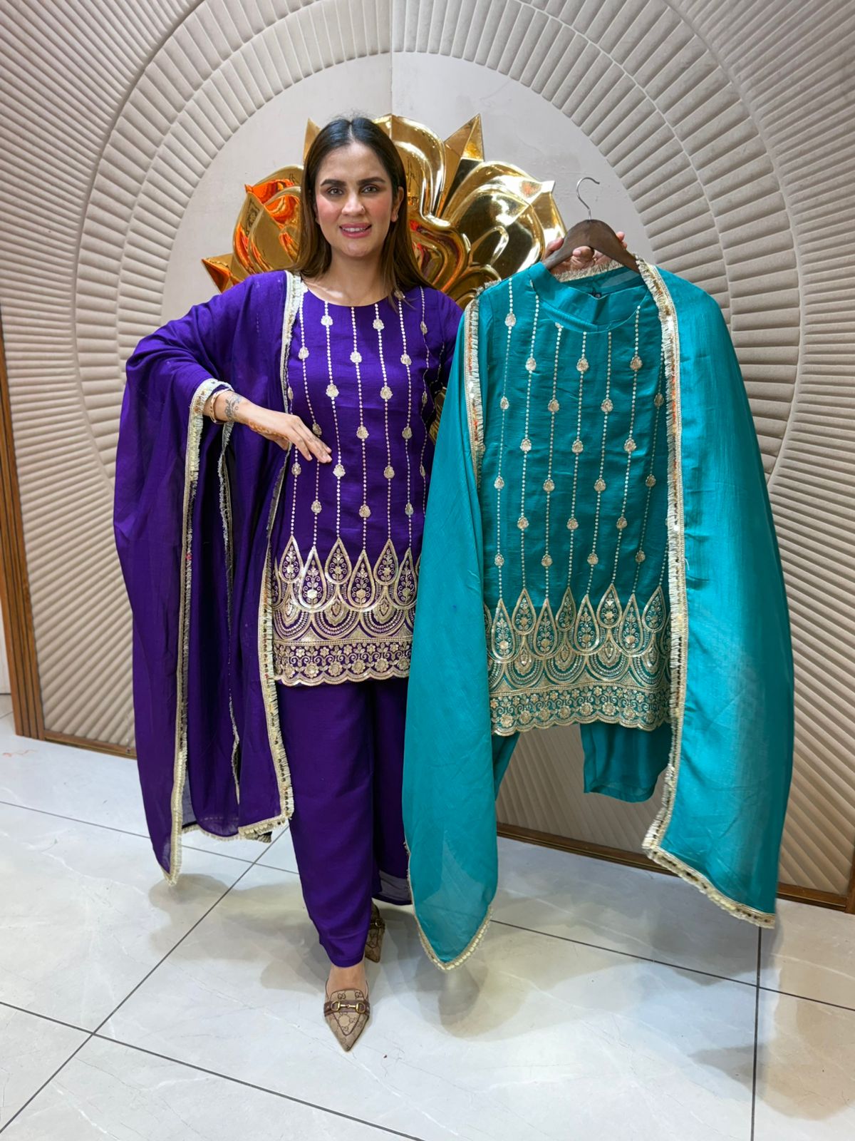 Elegant short Suit With Lace Work PC2032