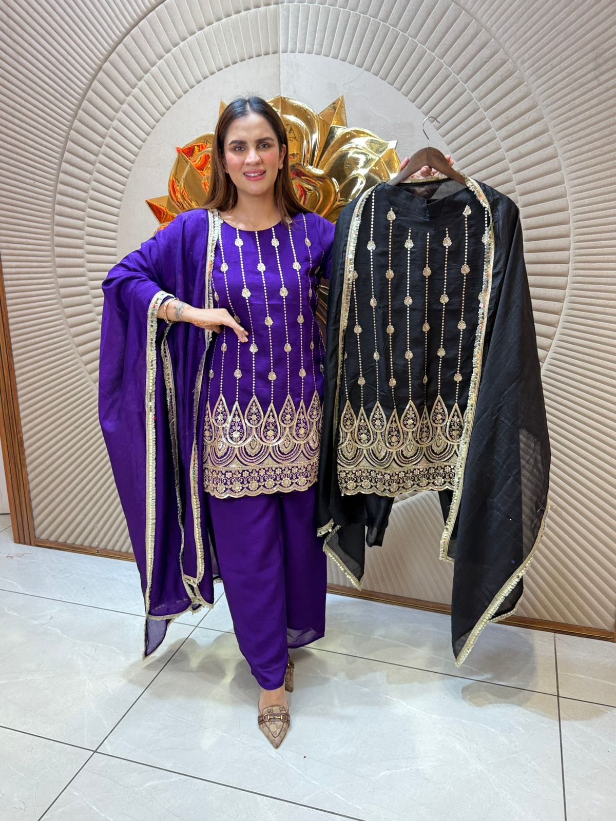 Elegant short Suit With Lace Work PC2032