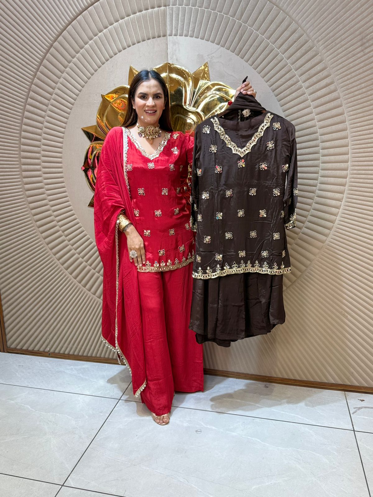 Beautiful Suit With Front Heavy Work PC2042