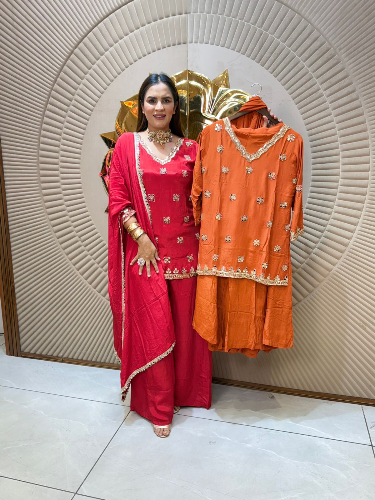 Beautiful Suit With Front Heavy Work PC2042