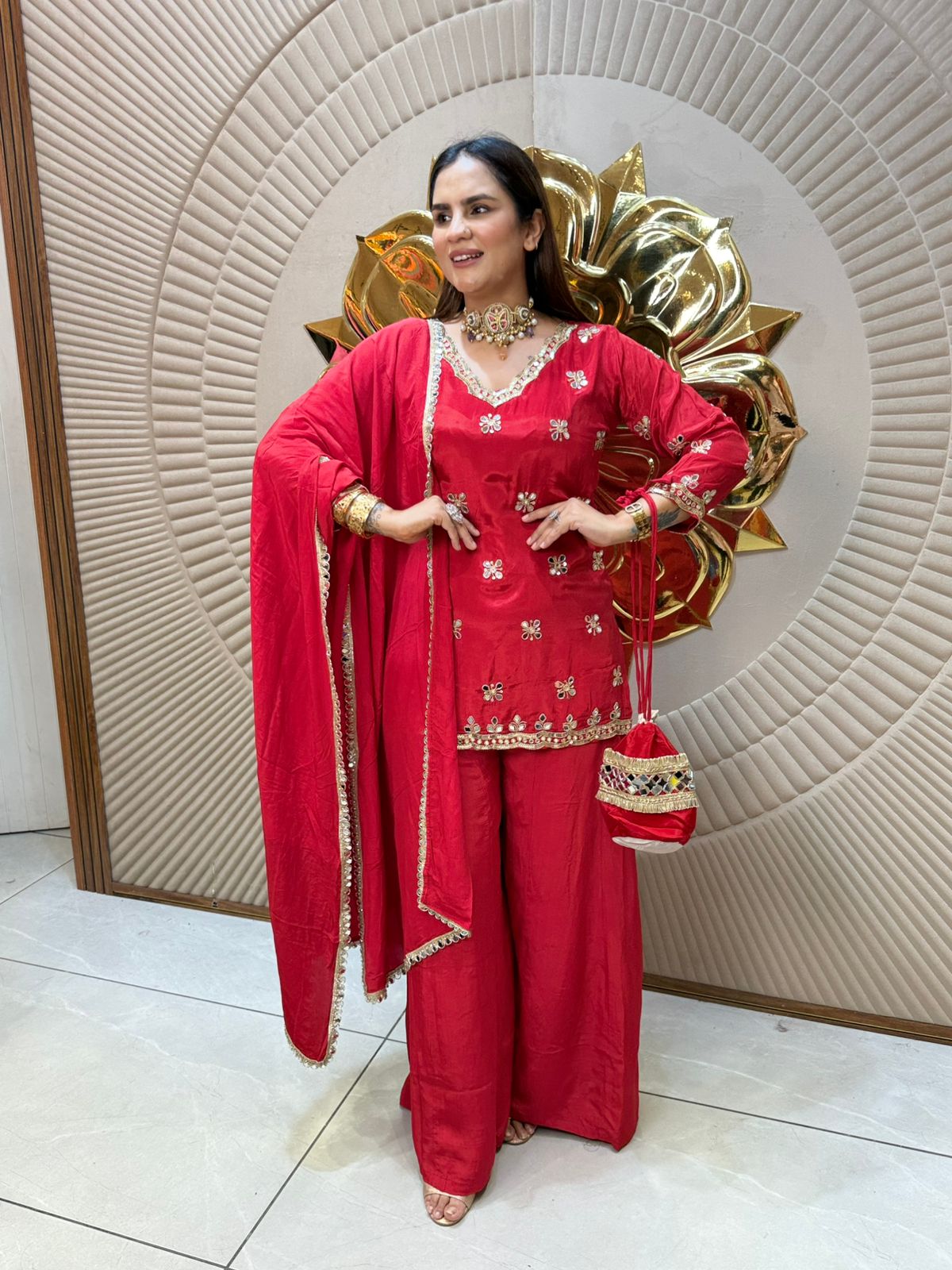 Beautiful Suit With Front Heavy Work PC2042